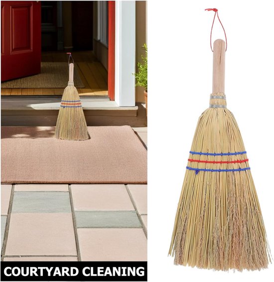 Handbezem Stro - Veegborstel Buiten - Stof Verwijderen - Natuurlijke Materialen - 45 cm Breed - Meerkleurig — afbeelding 5