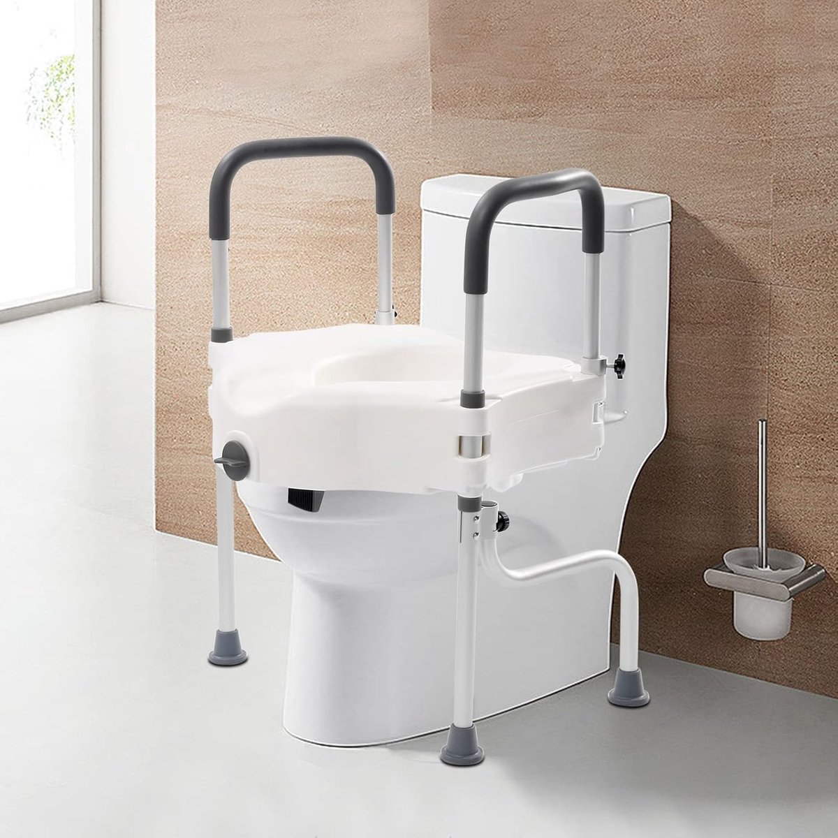Toiletverhoger - Zitverhoger Armleuningen - Veilige Toiletgang - Verstelbare Leuningen - 15-23cm Hefhoogte - Wit