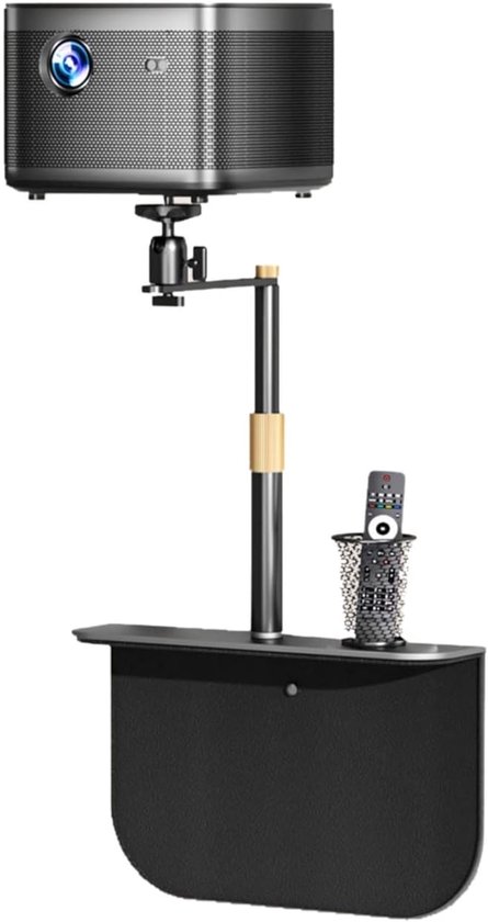 Projector beugel verstelbaar 25-40 cm zwart, muurhouder plank voor thuisbioscoop, stevig koolstofstaal, verborgen design