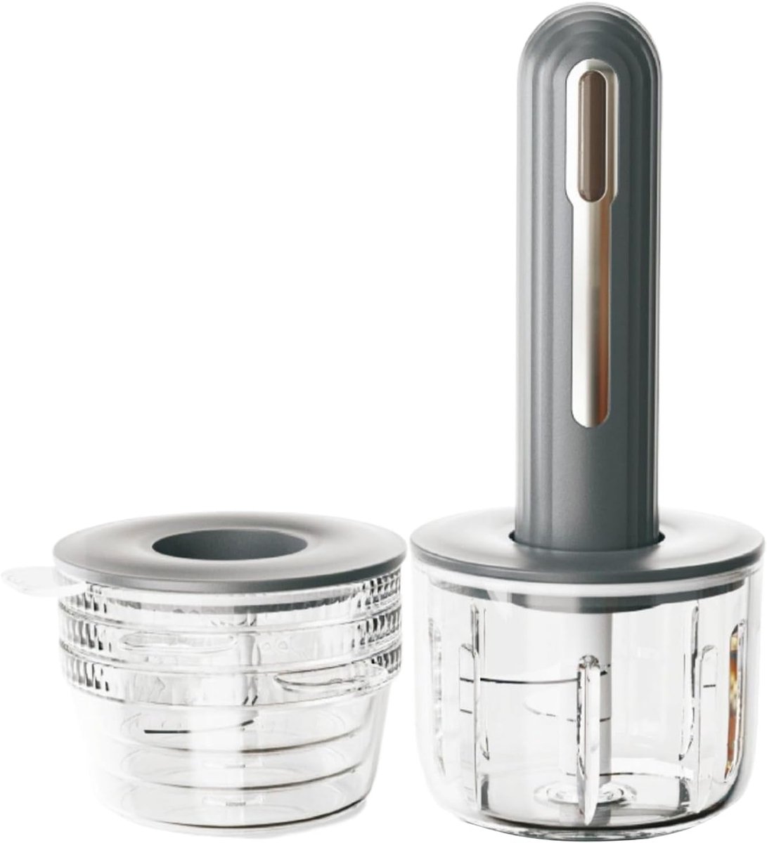 Keukenmolen - Groentehakker - Babyvoeding Maken - Draadloos Oplaadbaar - Compact Formaat - Grijs
