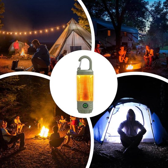 Campinglamp Oplaadbaar - LED Campinglamp - Hanglamp Camping - Zaklamp met Sterk Licht - 3 Lichtstanden - Buiten Lamp - Tentlamp - Noodverlichting - Khaki — afbeelding 3