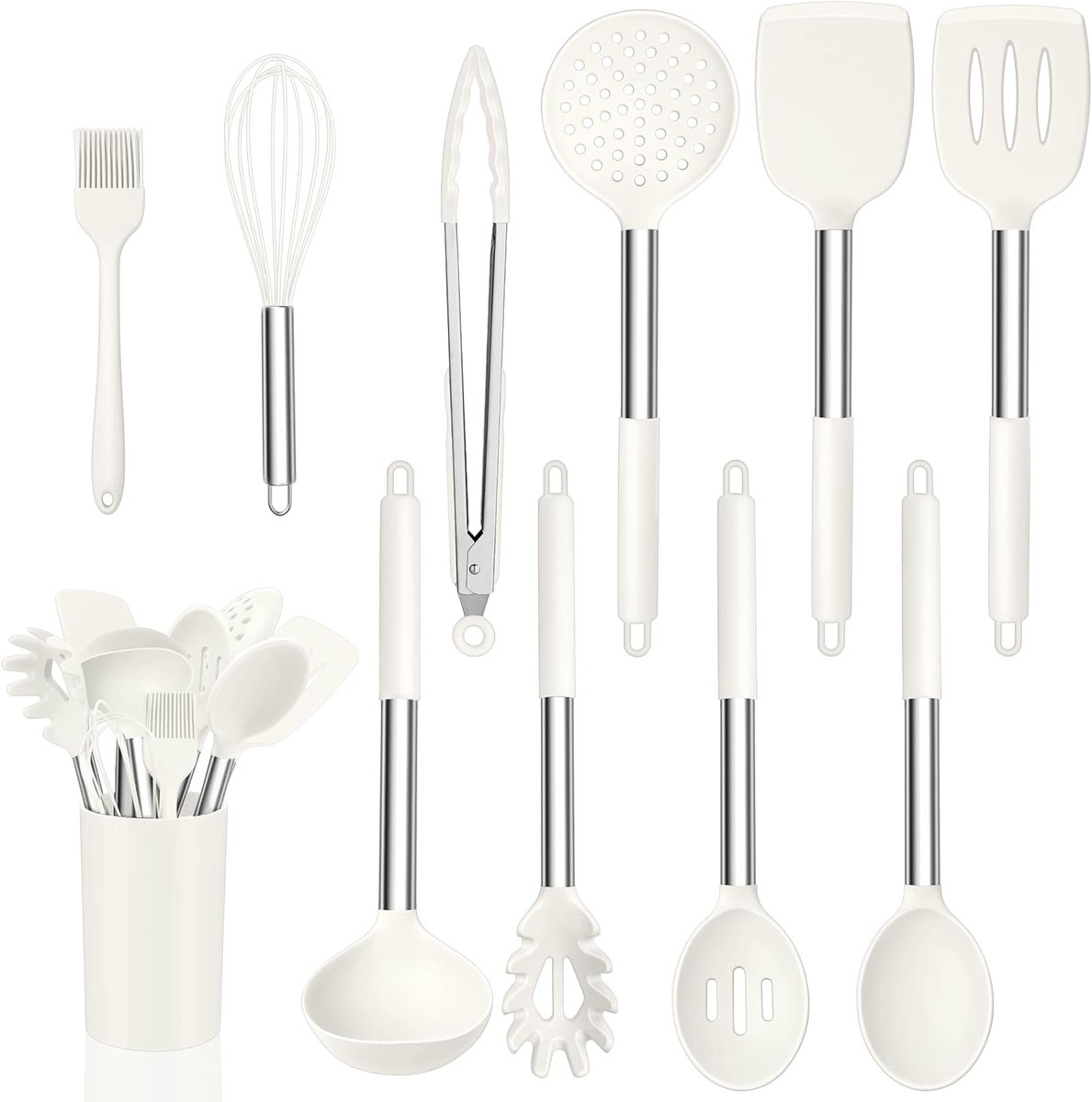 Keukenhulpjes Set - Kookgerei Set - Dagelijks Koken - Vaatwasserbestendig - 11 Delig - Wit