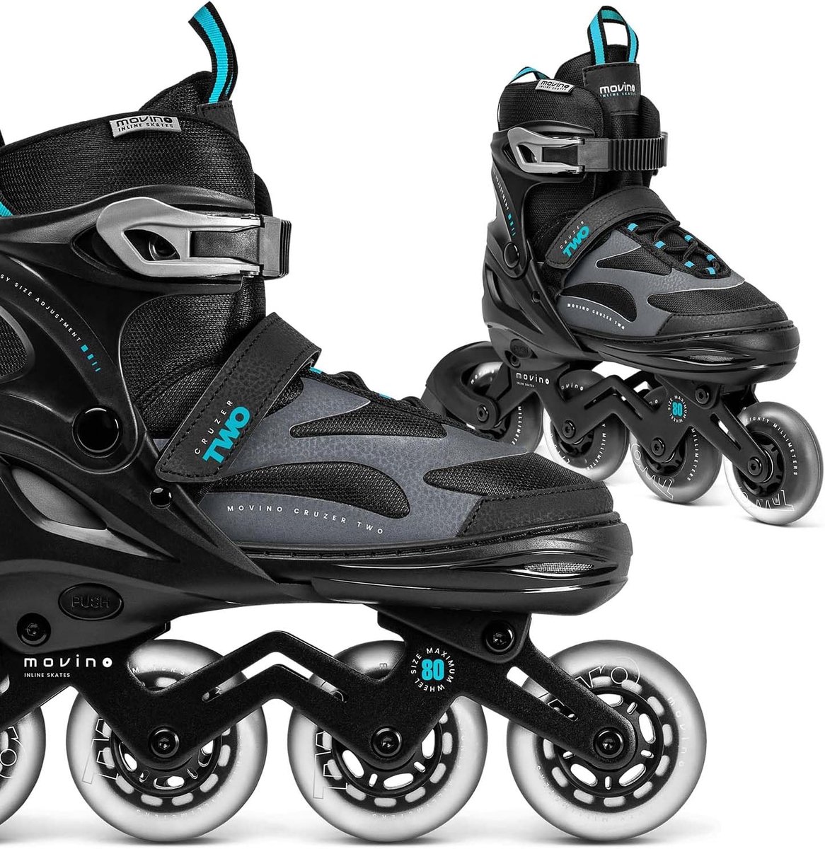 Verstelbare Inlineskates - Rolschaatsen Kinderen Volwassenen - Fitness Sportief - Viertraps Maatinstelling - 80mm Wielen - Donkerblauw