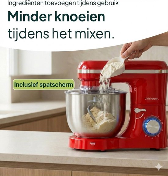 Keukenmachine - Keukenrobot foodprocessor - Bakken en mixen - Krachtige 2000W motor - 62L kom - Rood van Merkloos — afbeelding 5