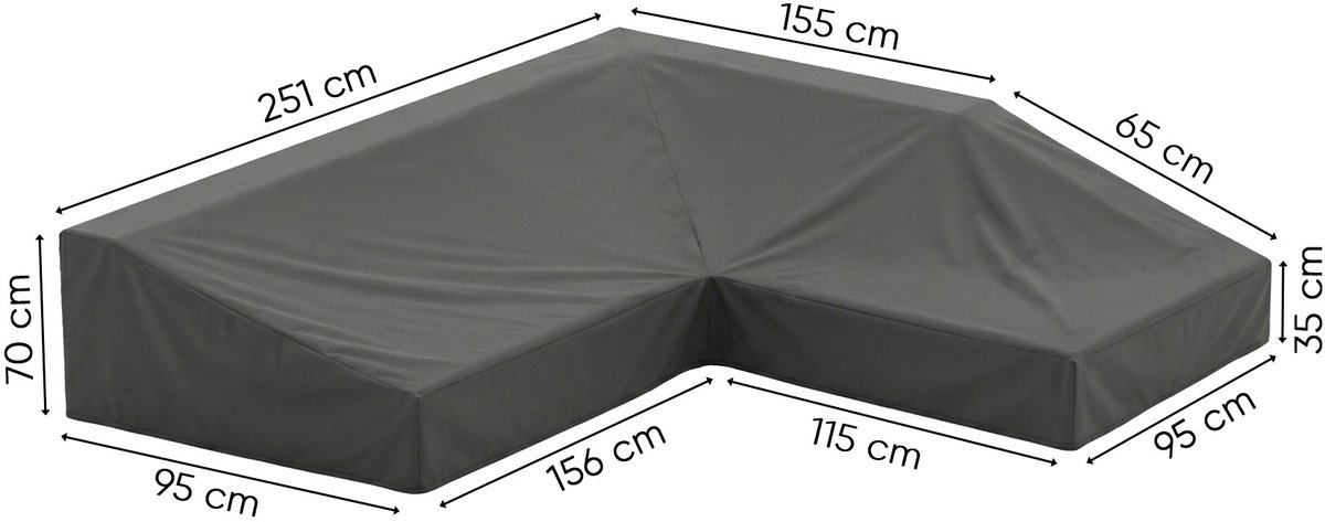 L-vormige loungesethoes 251x210x70x95 cm. - Rechts (Savannah)