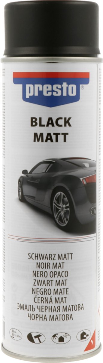 Presto - Spuitbus - Mat - Zwart - 500ml - Snel drogend, duurzaam