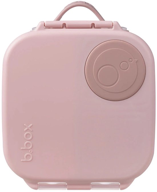 Roze b.box lunchbox gesloten met een handvat aan de bovenkant.