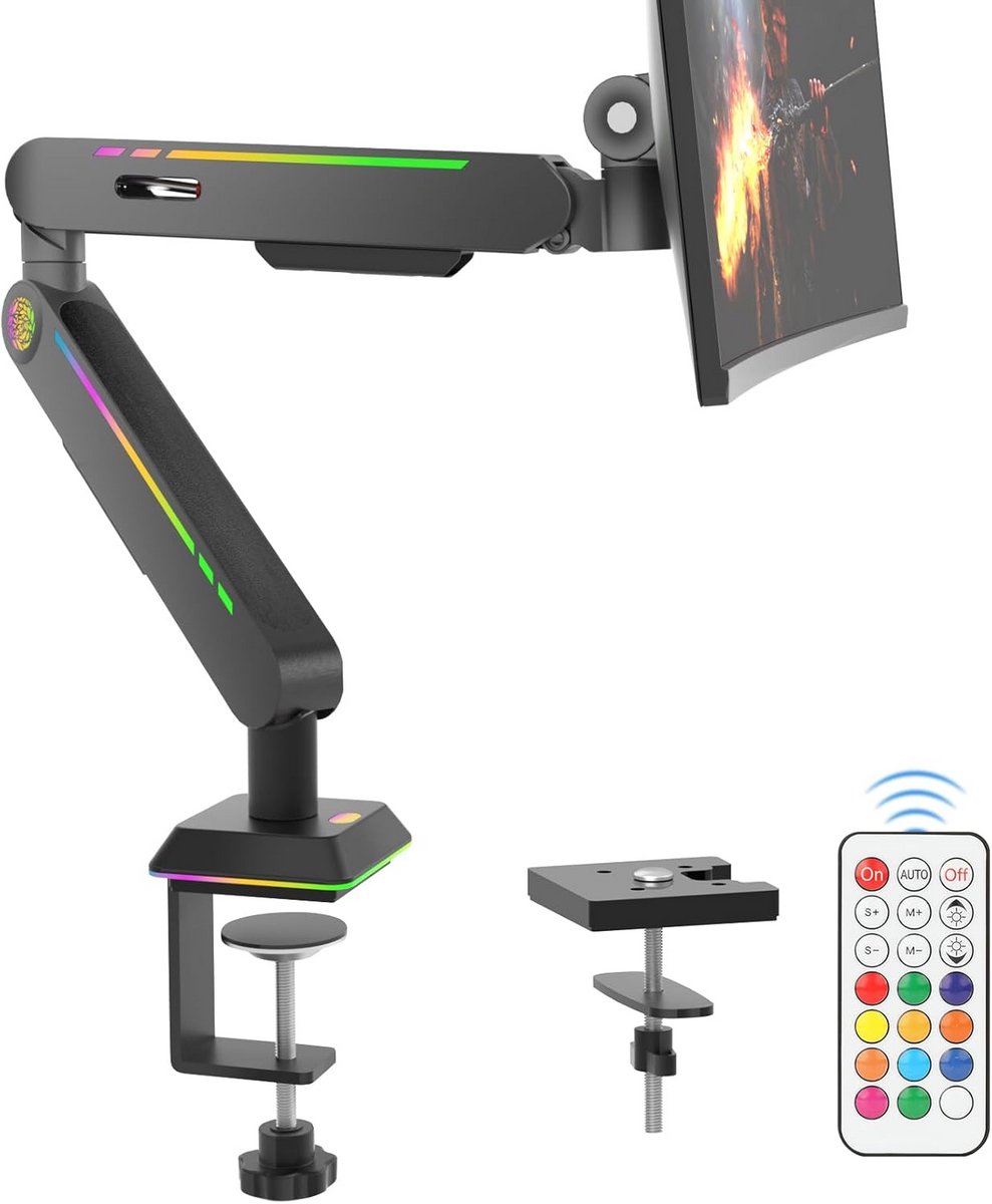 Monitor Arm - Bureau Mount - Ergonomisch Werken - Gasveer Verstelbaar - 17-32 Inch - Zwart
