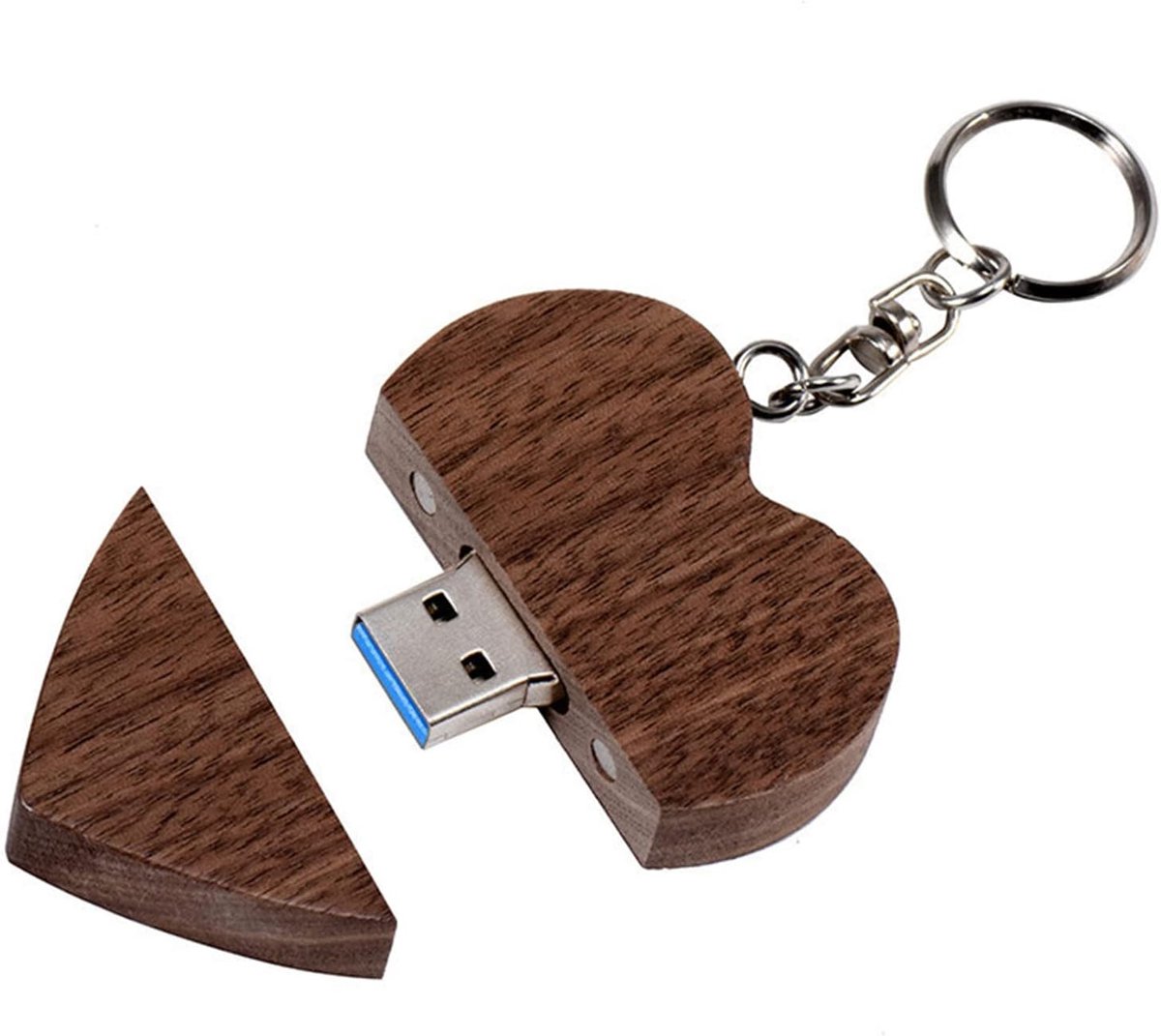 Houten Geheugenstick - USB Flash Drive - Foto Opslag - Hartvormig Ontwerp - 128 GB - Bruin