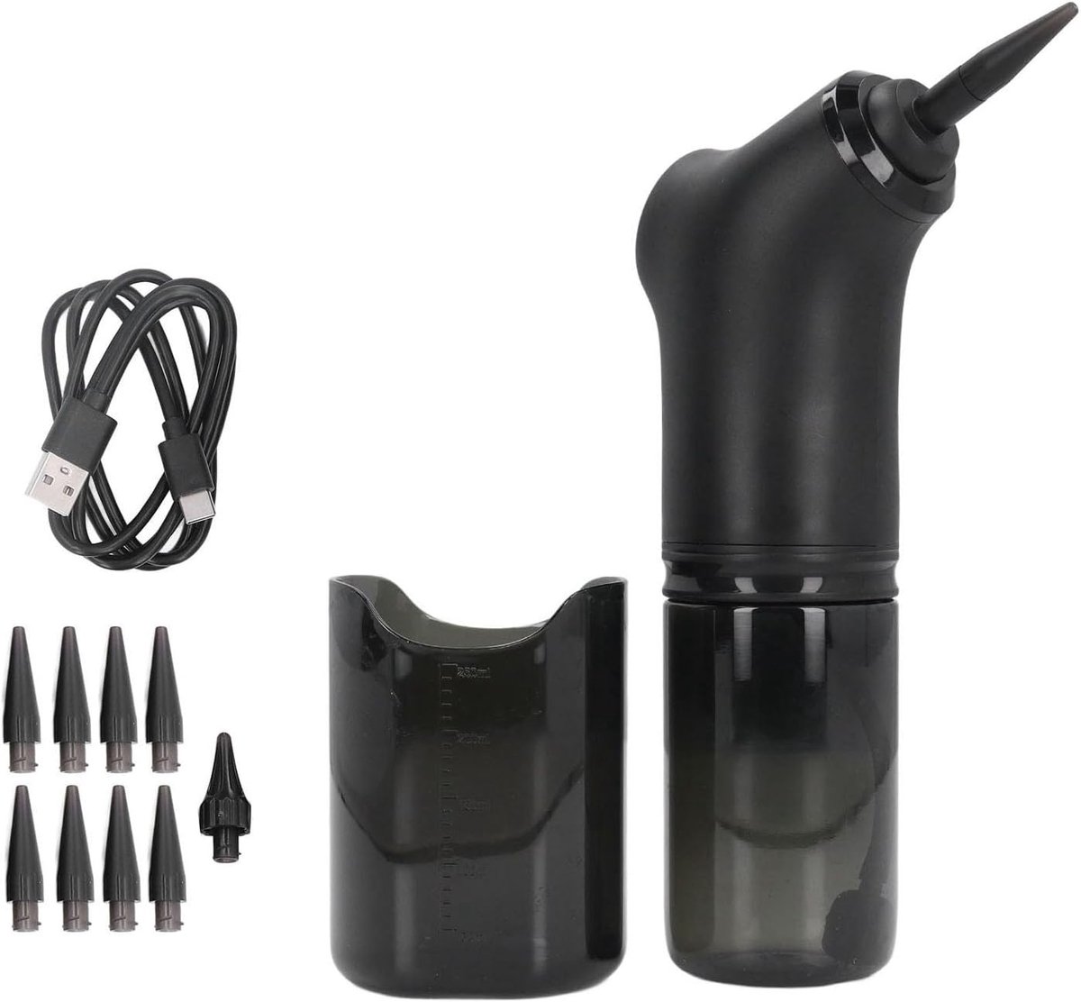 Elektrische Oorreiniger – 21,5 × 5 × 5 cm – 2000 mAh Oplaadbare Batterij – 4 Reinigingsstanden – 200 ml Waterreservoir – Veilige Oorwasverwijderaar voor Volwassenen en Senioren – Geschikt voor Thuisgebruik en Reizen – Zwarte Ontwerp