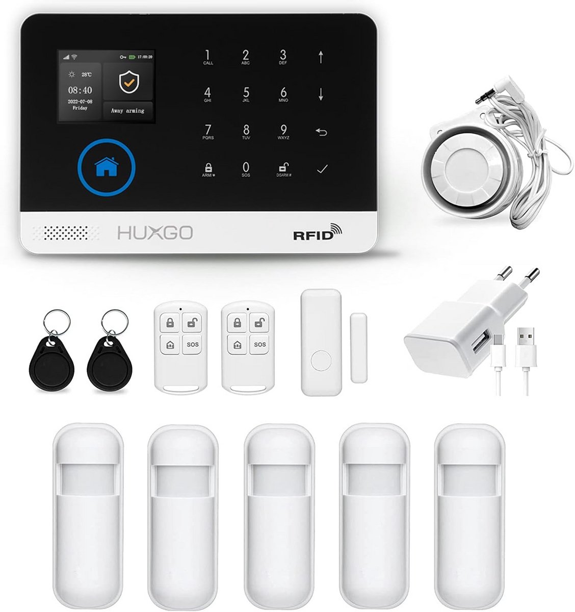 Draadloos Alarmsysteem - GSM WiFi Beveiliging - Huis Kantoor Garage - Dual Communicatie - 18x12x1.5 cm