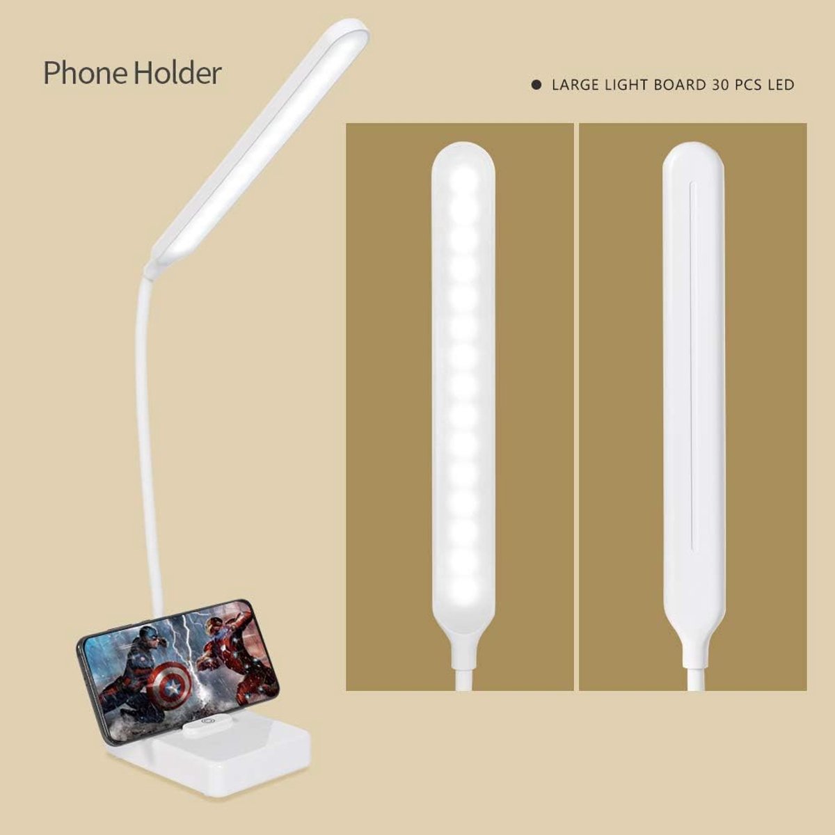 oneay Draadloze LED-bureaulamp, oplaadbaar via USB, mAh, werkt op batterijen, aanraakschakelaar, 3 LED-kleuren, 6 helderheidsniveaus, dimbaar, draagbare tafellamp voor lezen, studeren, kantoor, studentenkamer thumbnail 5