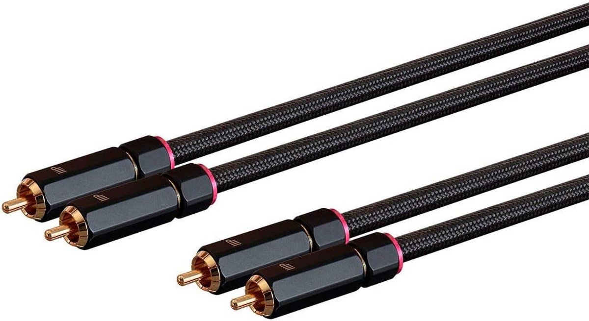 Stereo Audio Kabel - RCA Kabel - Muziek Luisteren - Dubbele Afscherming - 4.5 Meter - Zwart