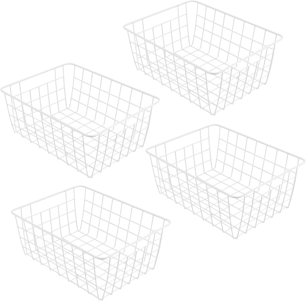 Opbergmanden Set - Metalen Manden - Ruimte Ordenen - Open Draad Design - 28x22x12 cm - Wit