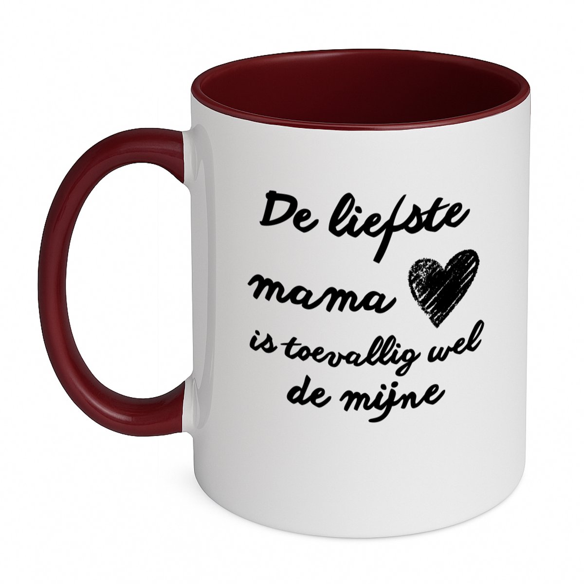 Hacebo® - De liefste mama met zwart hart koffiebeker bordeaux - Mama - Liefste mama - thee mok - koffie beker - moederdag cadeautje - Cadeau voor mama - Verjaardag - Geschenk - Cadeau - Gift - koffiemok - 350 ML inhoud