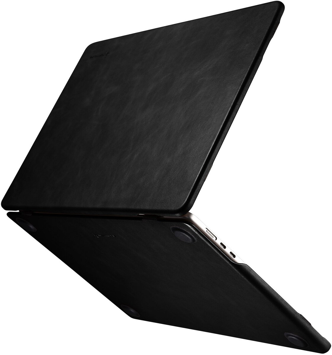 NorthLife Geschikt voor MacBook Pro 14 inch (2021-2026) Leren cover hoes - case - Zwart