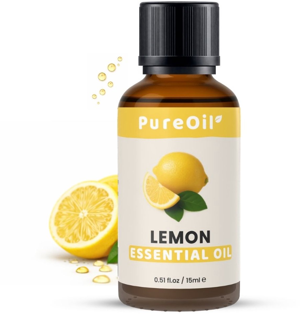 PureOil – Citroen Etherische Olie – 15ml – 100% Puur, Natuurlijk & Vegan – Voor Haar | Huid | Gezicht | Scalp | Diffuser | Aromatherapie