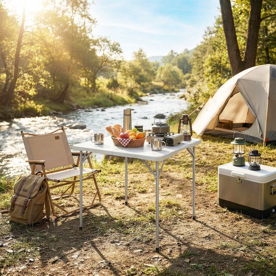 Outsunny picknicktafel - Metaal, HDPE - 86 x 86 x 74 cm - Wit — afbeelding 3