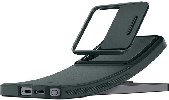 Groen Spigen Optik Armor hoesje voor Samsung Galaxy S26 Ultra, camera-unit opklapbaar.