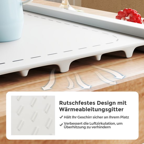 COSTWAY Elektrische warmtemat van siliconen voor levensmiddelen, oprolbare warmhoudplaat, voedselwarmer met automatische uitschakeling (3 temperatuurregeling van 60 °C - 100 °C, 1 H-4 uur timer, wit) — afbeelding 4