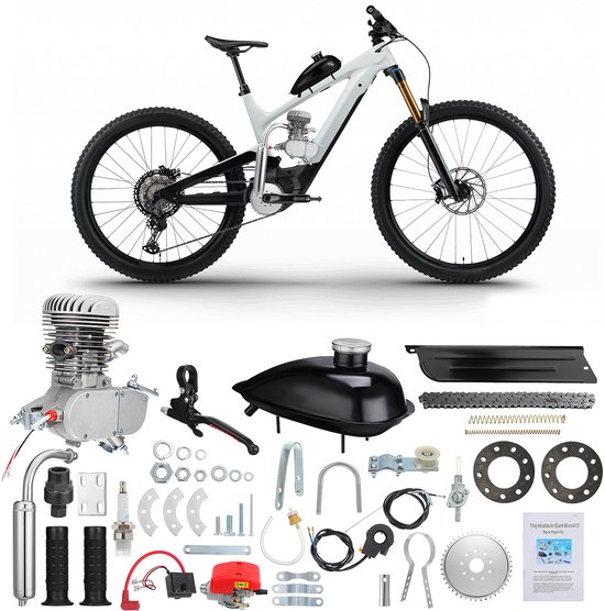 100cc 2-Takt Fietsmotor Kit – Luchtgekoeld Benzinemotor voor Fietsen – Compleet...