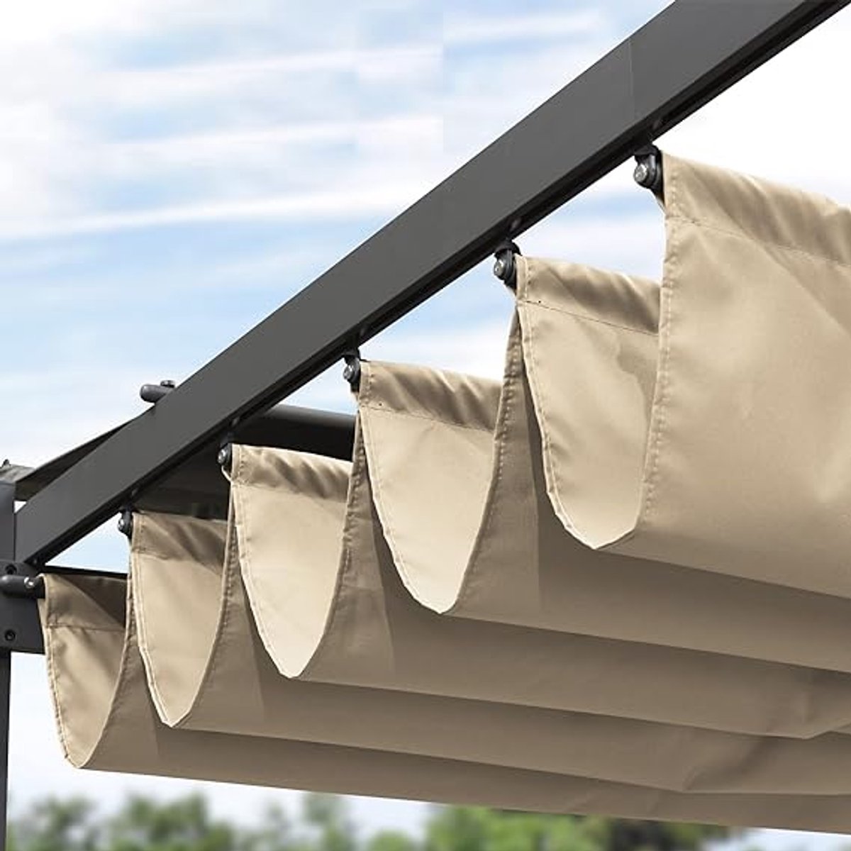 Purple Leaf Pergola avec toile coulissante 4 x 3,2 m - toile beige