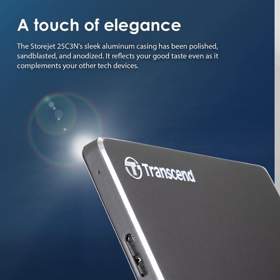Externe Harde Schijf - Draagbare Opslag - Bestanden Back-uppen - Ultraslank Aluminium Ontwerp - 1TB Capaciteit - Ijzer Grijs — afbeelding 4