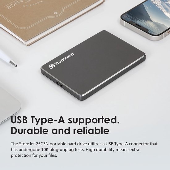 Externe Harde Schijf - Draagbare Opslag - Bestanden Back-uppen - Ultraslank Aluminium Ontwerp - 1TB Capaciteit - Ijzer Grijs — afbeelding 2