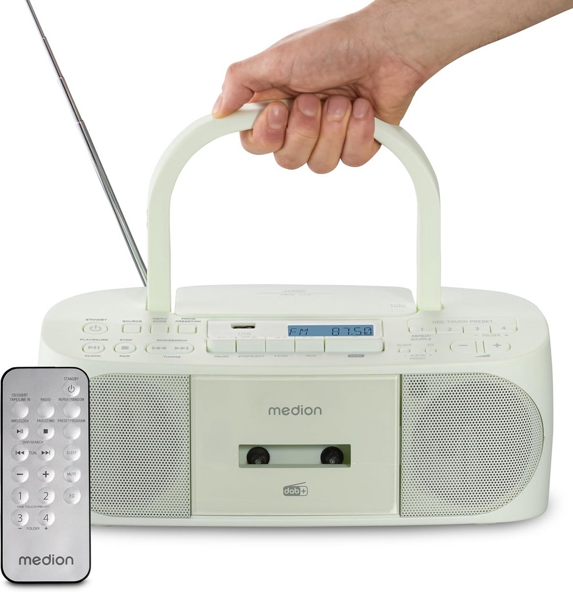 Draagbare Radio - Boombox Cassette CD - Muziek Luisteren - Veelzijdige Aansluitingen - 220 x 295 x 119 cm - Groen