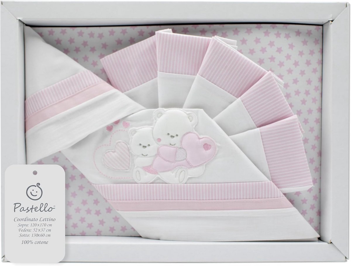 Kinderbeddengoed set - Baby beddengoed - Comfortabele slaap - Gemaakt van 100% katoen - 3-delig - Roze