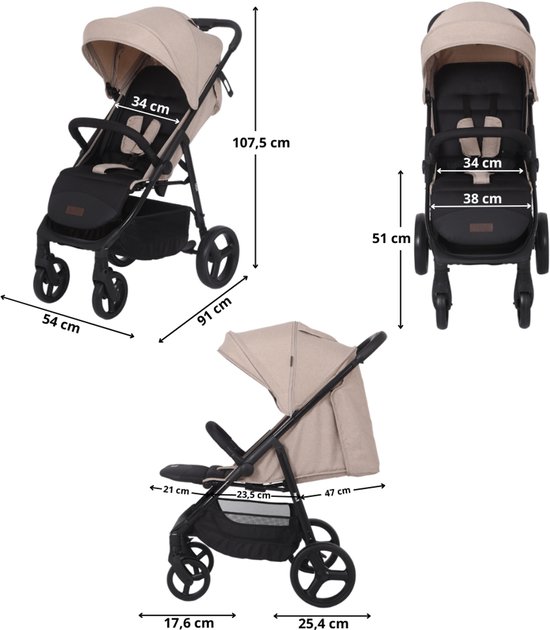 Novi Baby® Grande Go Buggy - Beige - Geschikt van 0-22 kg van Novi Baby® — afbeelding 4