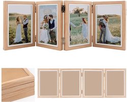 Opvouwbare Fotolijst - Houten Lijst Meerdere Foto's - Familie Herinneringen Tonen - Zicht op Vier Foto's
