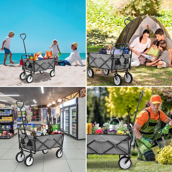Bolderkar - Handwagen Opvouwbaar - Outdoor Transport - All-Terrain Wielen - 98L 80KG van Merkloos — afbeelding 4