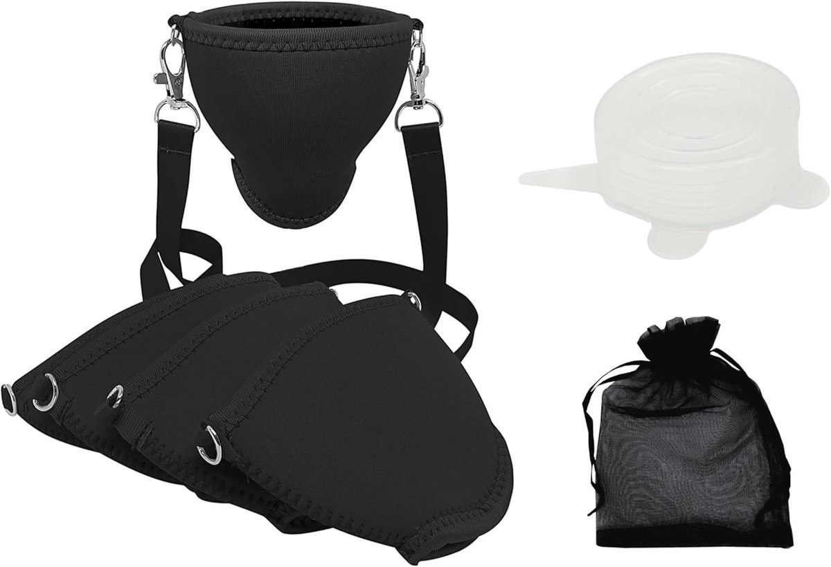 Wijnglashouder Hals - Hanger Glas - Feestje Thuis - Inclusief Halsband - Zwart