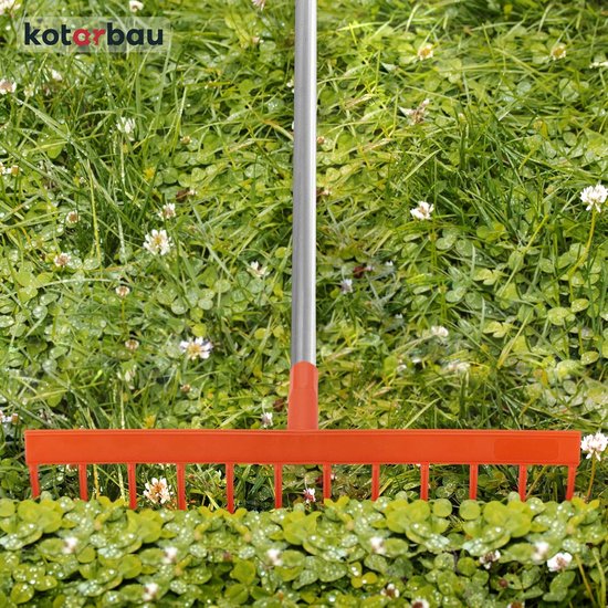 Hooihark Kunststof - Bladhark Tuin - Gazon Onderhoud - Aluminium Steel - 51 cm Werkbreedte - Oranje Zilver — afbeelding 2