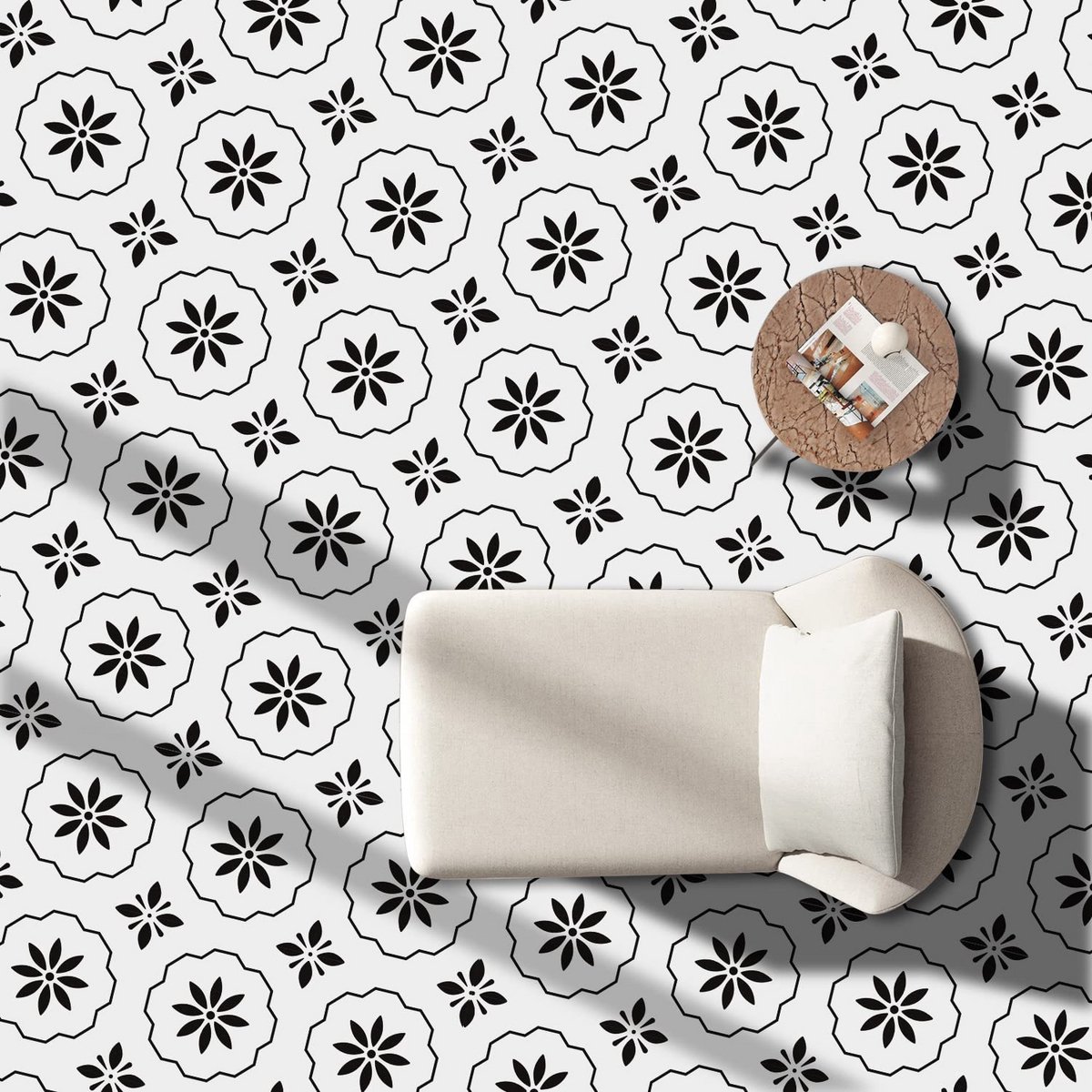 Zelfklevende PVC Vloertegels 30x30 cm - Waterdicht, Antislip & Makkelijk te Plakken Bloemm