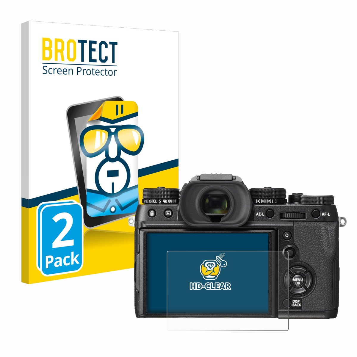 BROTECT - Screenprotector voor Fujifilm X-T2 - Folie Beschermfolie transparant 2 Stuks