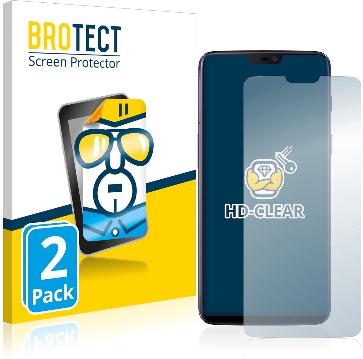 BROTECT - Screenprotector voor OnePlus 6 - Folie Beschermfolie transparant 2 Stuks