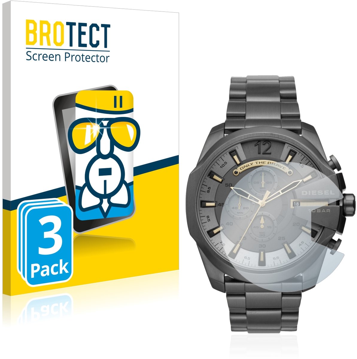 Screenprotector 3 Stuks voor Diesel Chronograph DZ4466 Beschermglas transparant