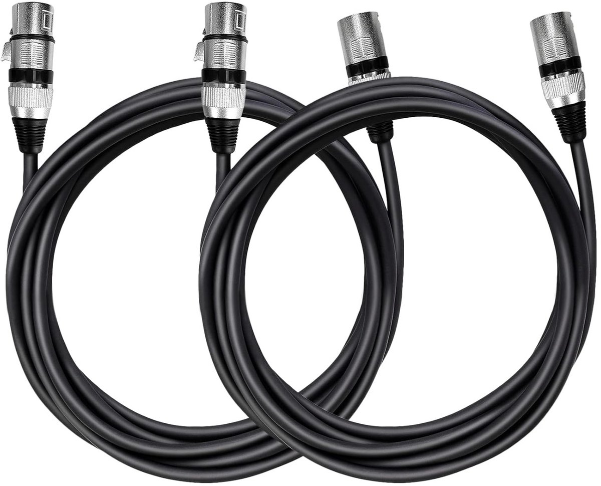 2-Pack XLR Microfoonkabel 3 Meter Mannelijk naar Vrouwelijk voor Audio Apparatuur