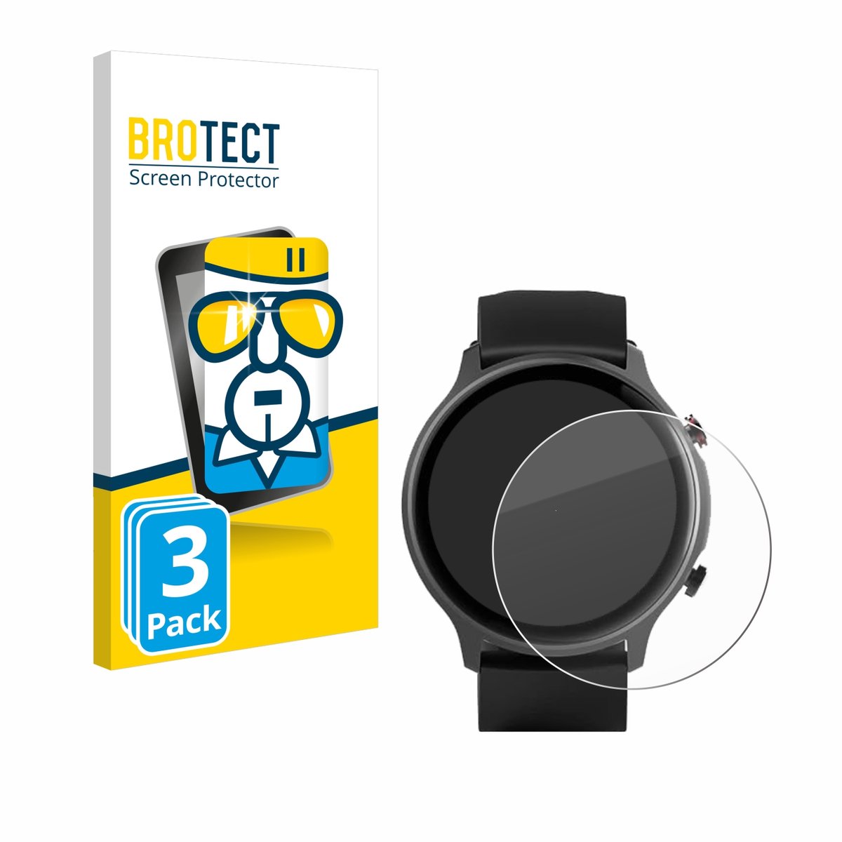 BROTECT - Glas Screenprotector voor Hama Fit Watch 6910 - Gehard Beschermglas 9H 3 Stuks