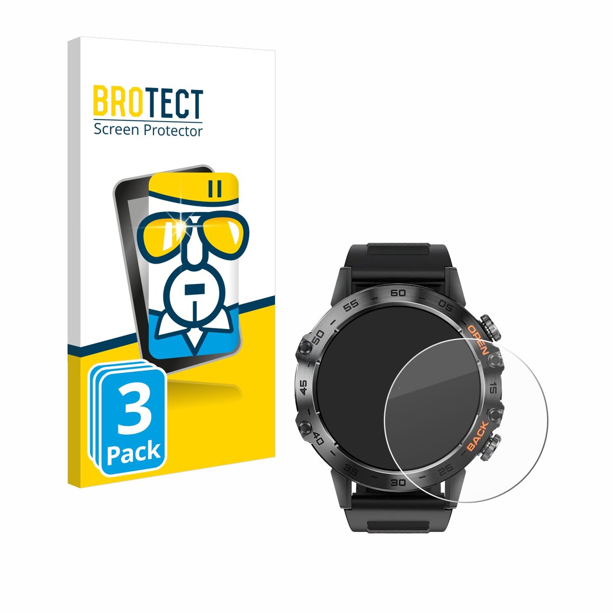 BROTECT - Glas Screenprotector voor LIGE BW1846A 1.39" - Gehard Beschermglas 9H 3 Stuks