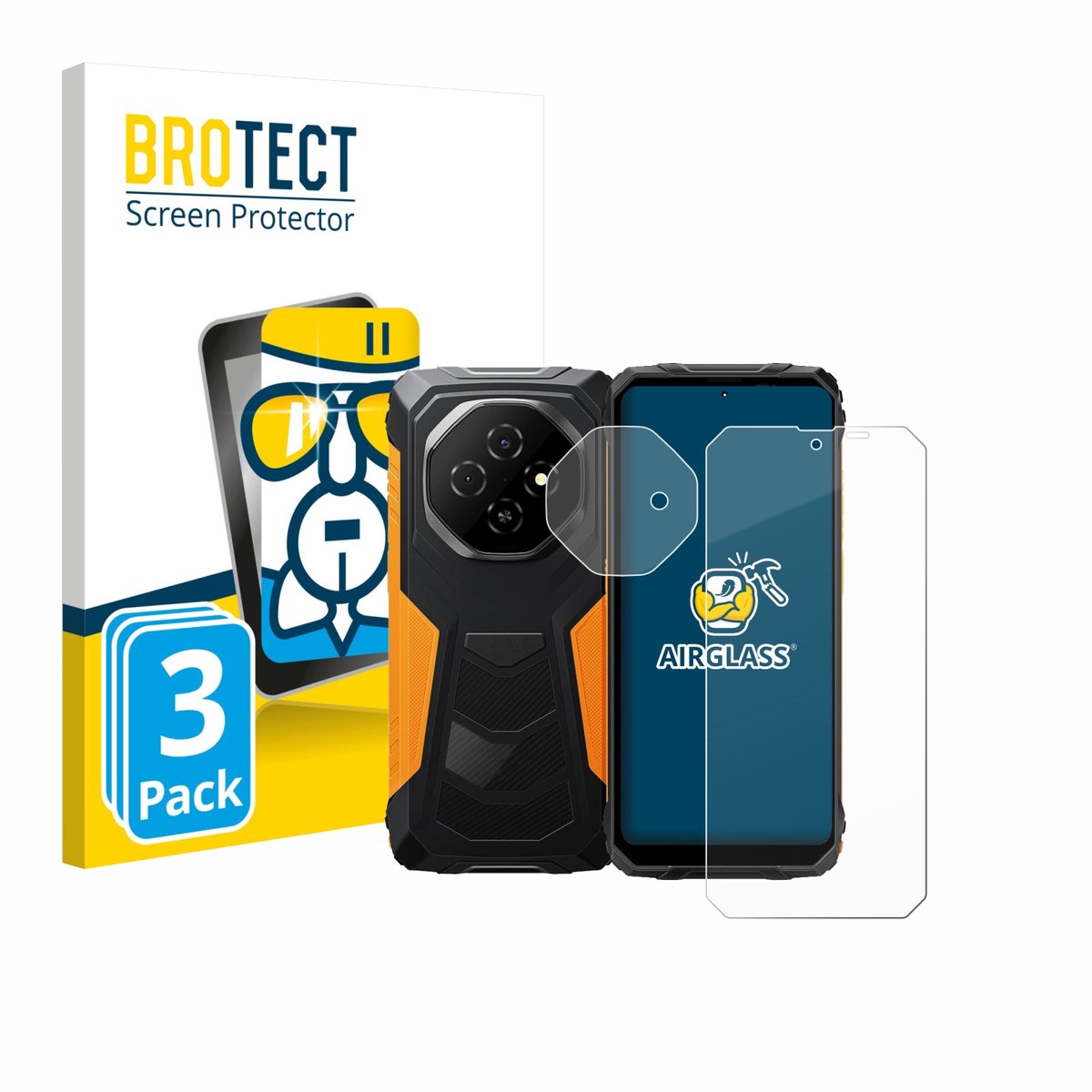 Screenprotector 3 Stuks voor Blackview Fort 1 (Voor+Camera) Beschermglas transparant