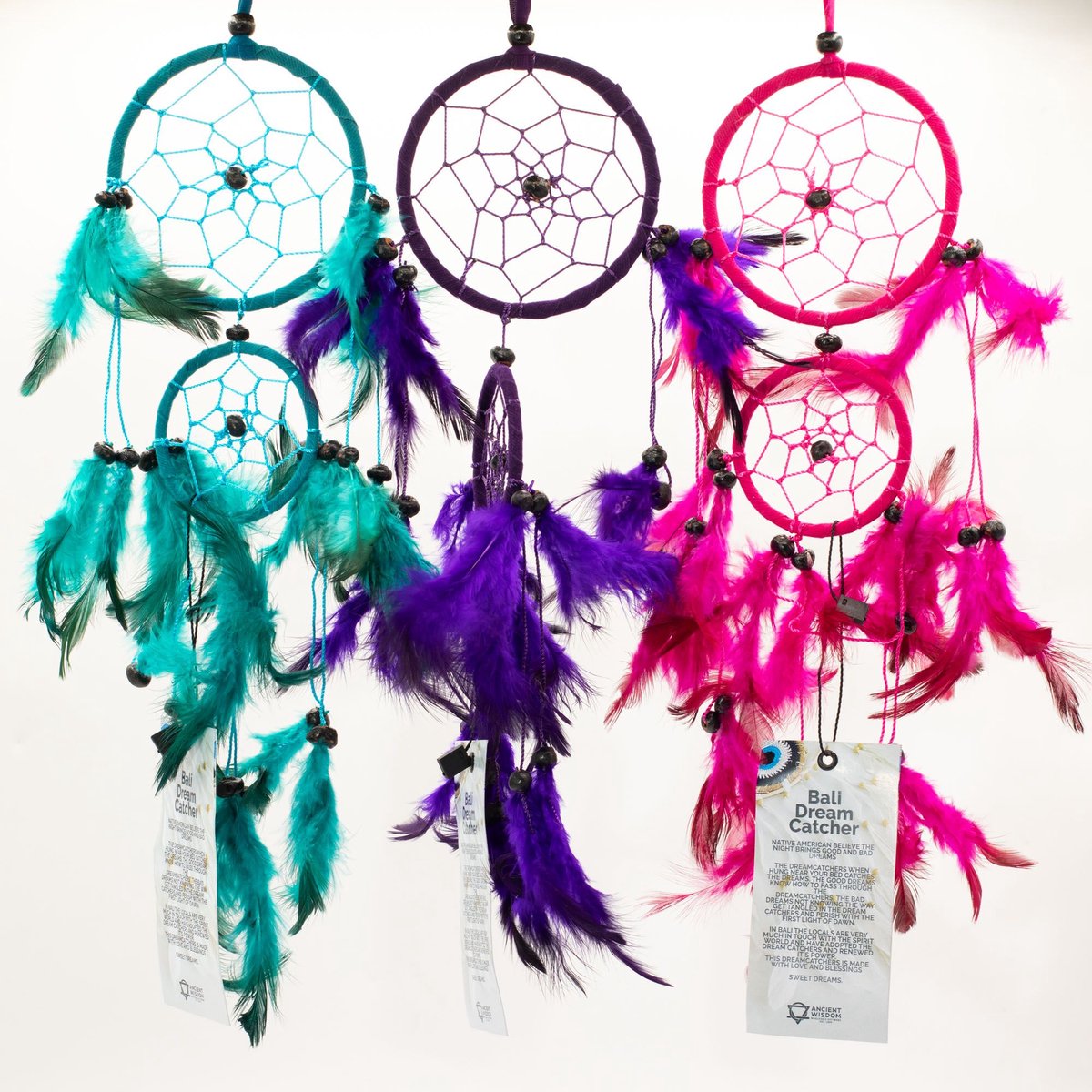 BERK 3 x Dromenvanger uit Bali - Turkoois/Roze/Paars