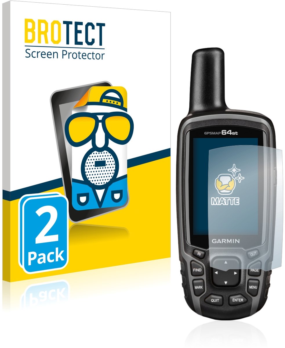 BROTECT - Screenprotector voor Garmin GPSMAP 64st - Folie Beschermfolie matte 2 Stuks