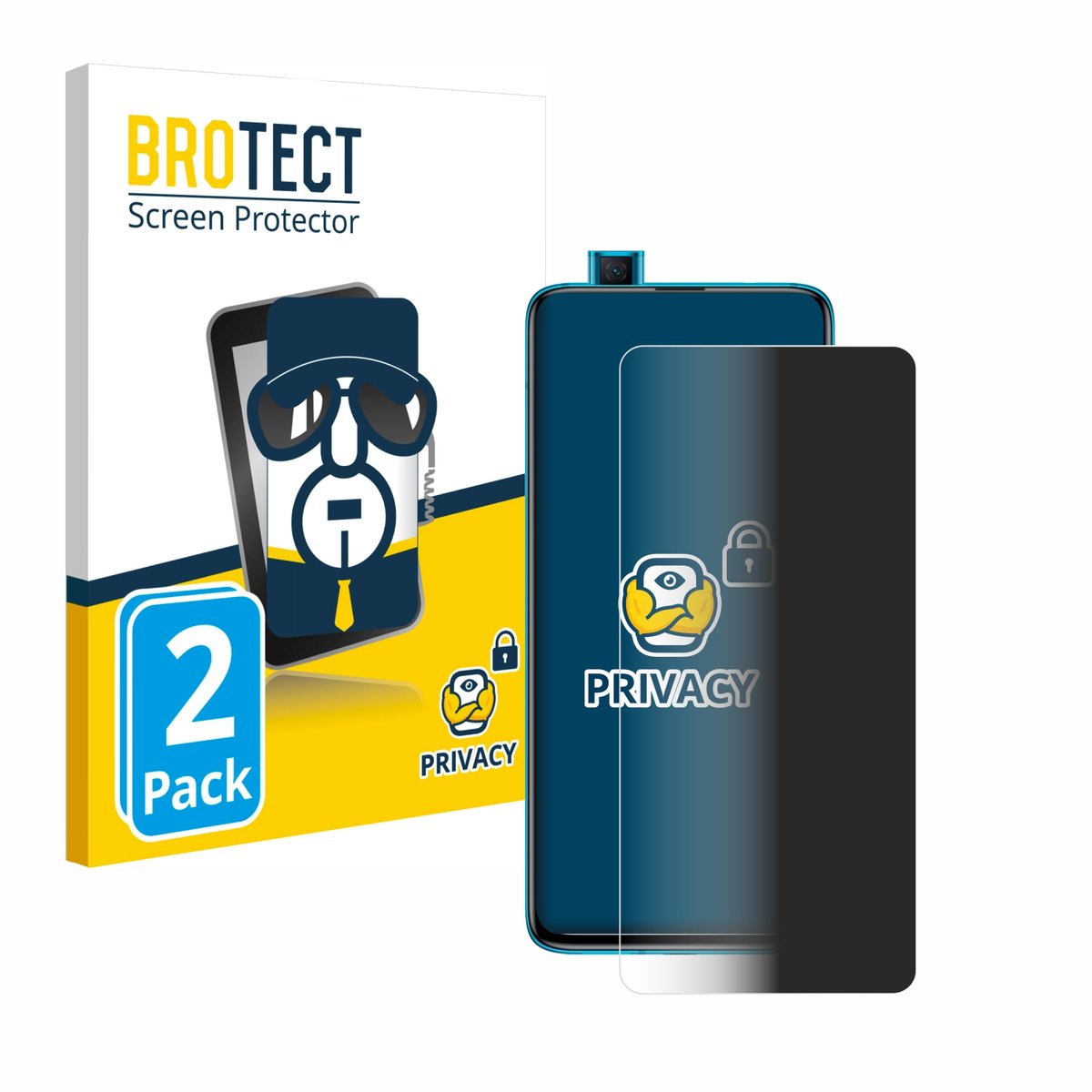 BROTECT - privacy screenprotector voor Xiaomi Poco F2 Pro - Folie Beschermfolie Blauwlichtfilter 2 Stuks