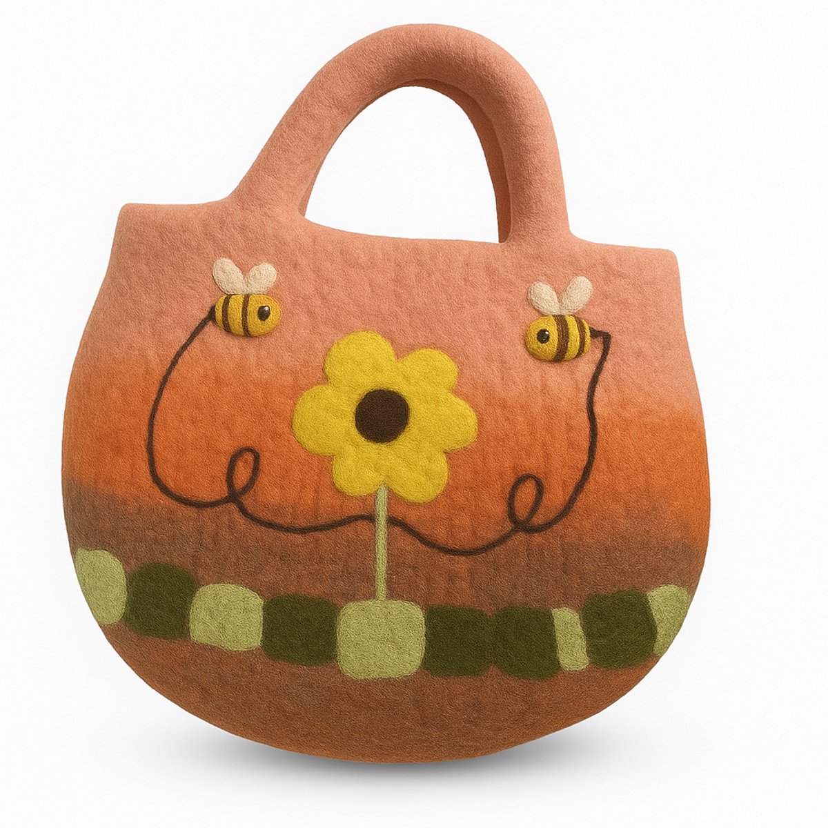 Zonnebloem & Bijen Gevilte Tas - 35x27cm