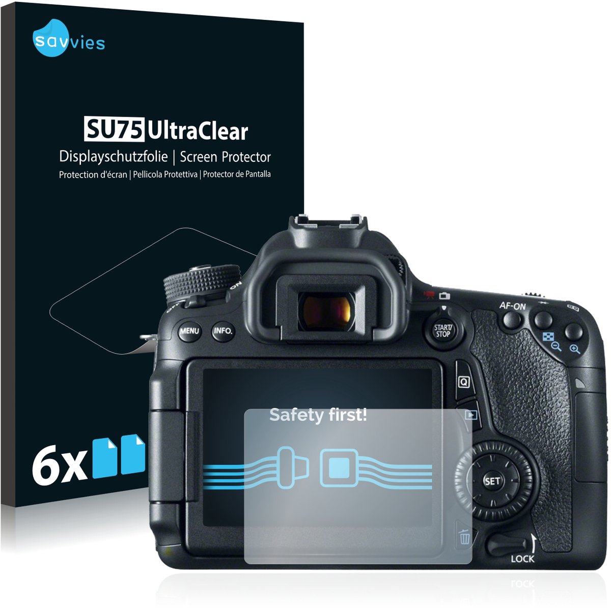 Savvies - Screenprotector voor Canon EOS 70D - Folie Beschermfolie transparant 6 Stuks