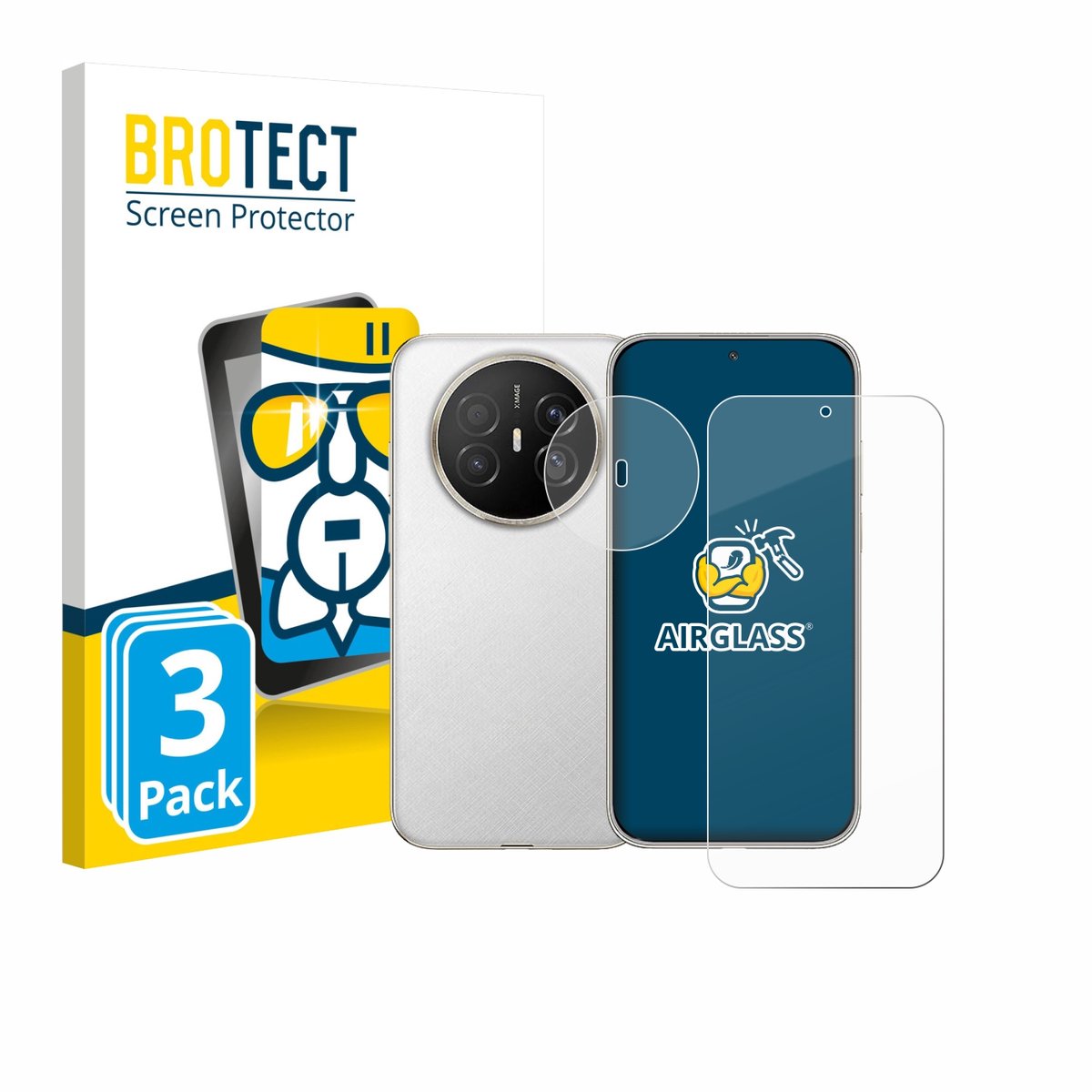 Screenprotector 3 Stuks voor Huawei Mate 70 Air (Voor+Camera) Beschermglas transparant