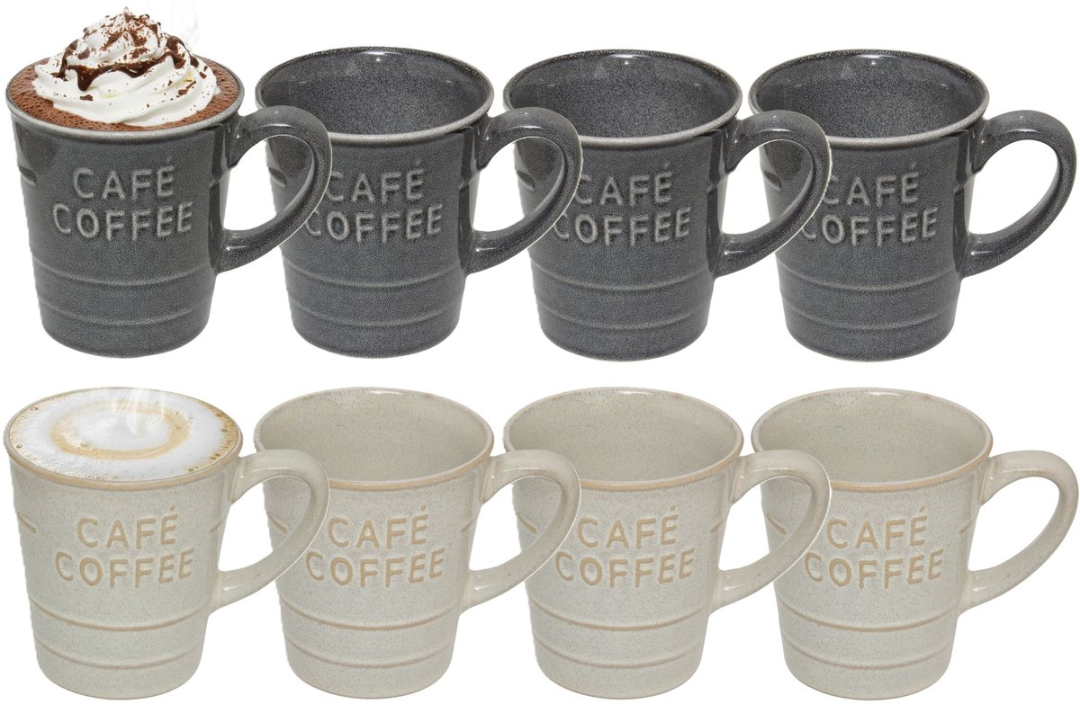 Secret de gourmet Koffiemokken - 8x stuks - 200 ml - kleuren gemixt